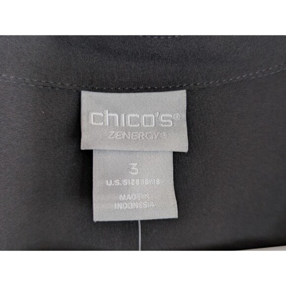 Chico's Zenergy Polo Popover Top Black Ruched Sleeve UPF 50+ Casual US 16/18 - Picture 7 of 9